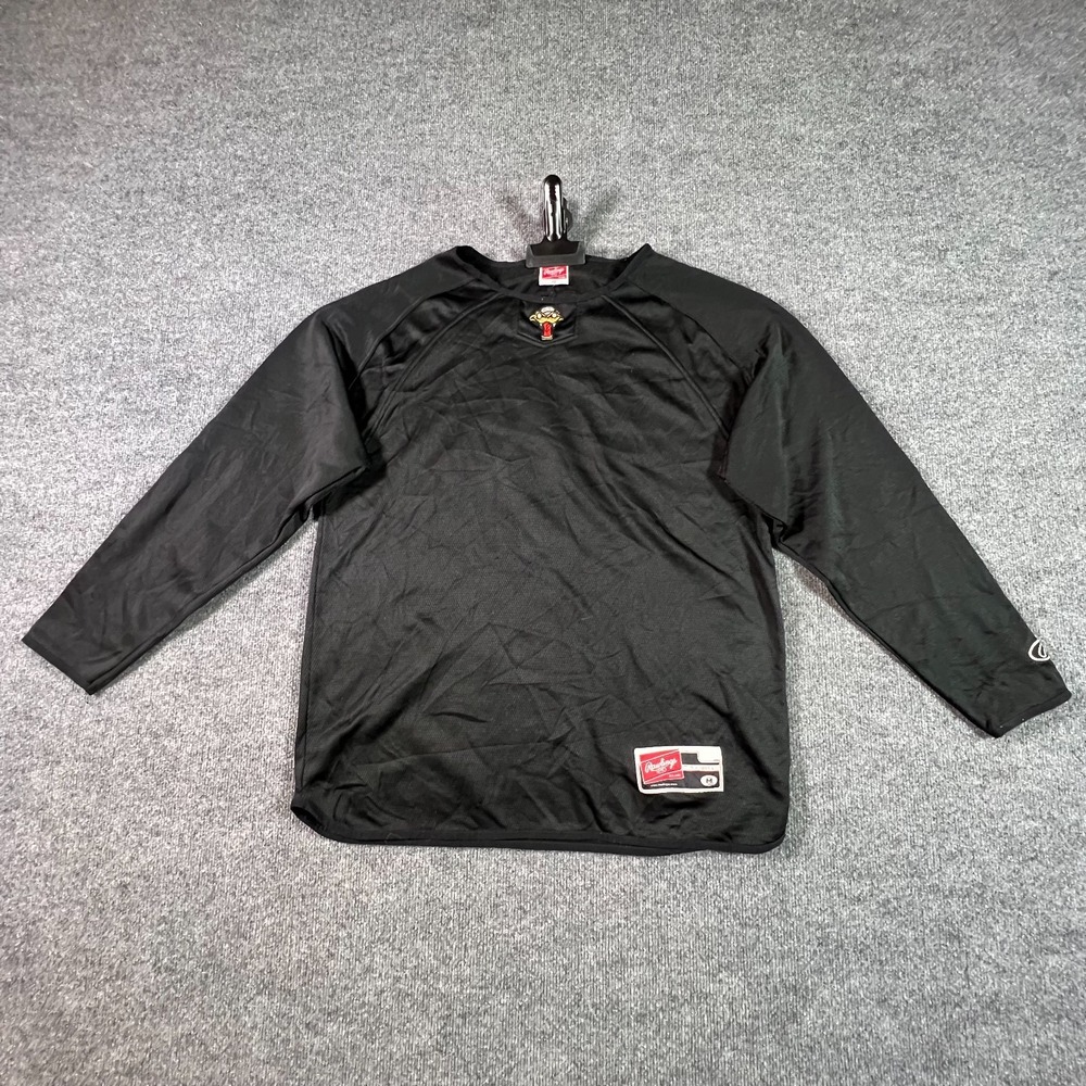 Rawlings UDFP Baseball Warmup Shirt Mens Medium Black Dugout Moisture Wicking